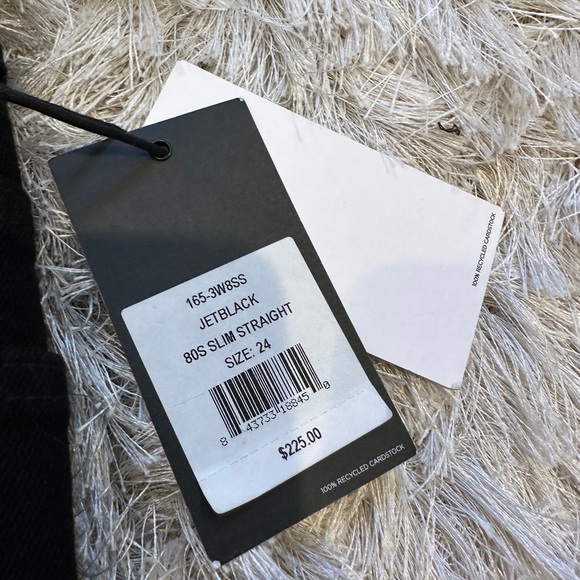 NWT Re/Done 80s Slim Straight Jeans Jet Black Size 24 - Picture 7 of 7